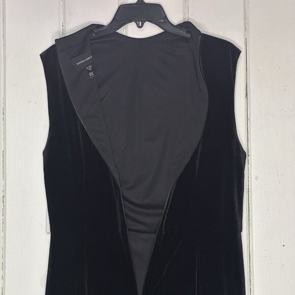 Donna Morgan Women's Size 16 Black Velvet Ruched Mock Neck Party Midi Dress NWT - Picture 9 of 11